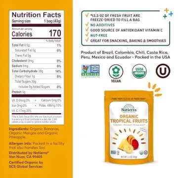NATIREERA Nature's All Foods Organic Freeze-Dried Pineapple Snacks | Crunchy, Healthy Treats | 1.5 O...