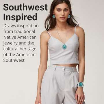 Howlite Jewelry Sets for Women - Turquoise Inspired Cowgirl Accessories - Southwestern Chunky Neckla...