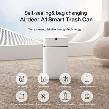 Airdeer Automatic Trash Can, 4 Gallon Self Sealing and Self-Changing Smart Trash Can, Motion Sensor,...