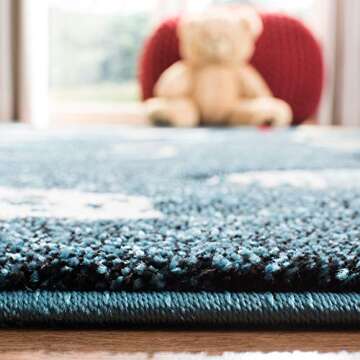 SAFAVIEH Carousel Kids Collection Area Rug - 6'7" x 9', Navy & Ivory, Non-Shedding & Easy Care, Ideal for High Traffic Areas for Boys & Girls in Playroom, Nursery, Bedroom (CRK167N)