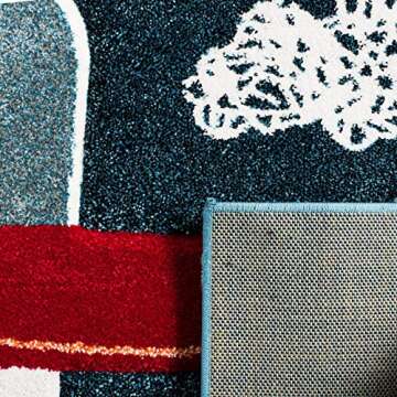 SAFAVIEH Carousel Kids Collection Area Rug - 6'7" x 9', Navy & Ivory, Non-Shedding & Easy Care, Ideal for High Traffic Areas for Boys & Girls in Playroom, Nursery, Bedroom (CRK167N)