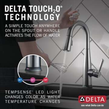Delta 9913T-AR-DST Essa Pull-Down Prep, Touch2O, Arctic Stainless