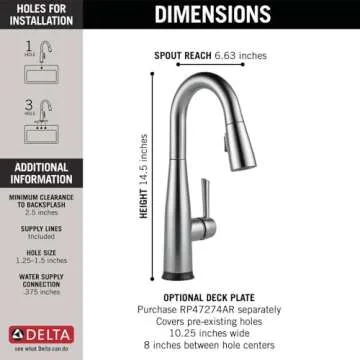 Delta 9913T-AR-DST Essa Pull-Down Prep, Touch2O, Arctic Stainless