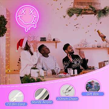 Melting Smile Face Neon Sign for Bedroom Decor and Gifting