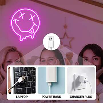 Melting Smile Face Neon Sign for Bedroom Decor and Gifting