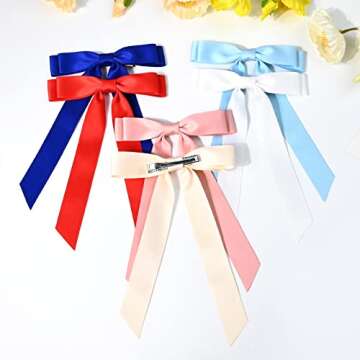 10PCS Silky Satin Hair Bows Hair Clip Ribbon Accessories Ponytail Holder Slides Metal Clips French Barrette Hair Bow for Women Girls Toddlers Teens Kids