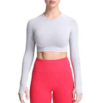 Aoxjox Long Sleeve Crop Tops for Women Essential Workout Tees