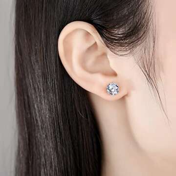 Gold Plated Cubic Zirconia Stud Earrings Set for Women