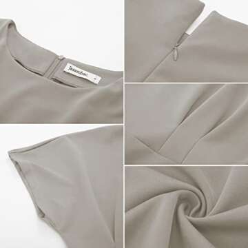 JASAMBAC Work Dresses for Women Office Business Bodycon Pencil Dress Knee Length Funeral Dress Grey