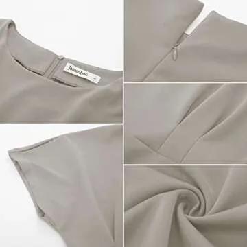 JASAMBAC Work Dresses for Women Office Business Bodycon Pencil Dress Knee Length Funeral Dress Grey