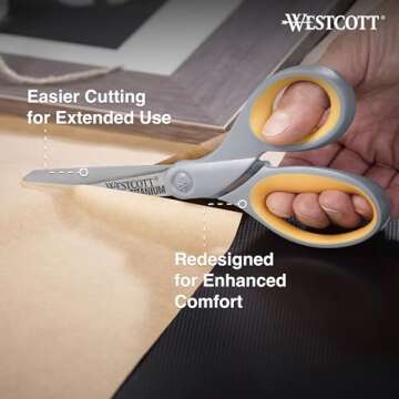 Westcott 8" Soft Handle Titanium Bonded Scissors For Office & Home, Gray/Yellow, 4 Pack (17598)