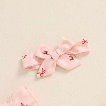 Douhoow Baby Girl Romper Fly Sleeve Baby Girl Bodysuit Jumpsuit with Headband Infant Girl Spring Summer Festival Clothes (Pink, 12-18 Months)