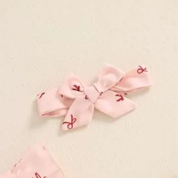 Douhoow Baby Girl Romper Fly Sleeve Baby Girl Bodysuit Jumpsuit with Headband Infant Girl Spring Summer Festival Clothes (Pink, 12-18 Months)