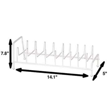 Rocky Mountain Goods Lid Rack for Pots and Pans - Kitchen Lid Rack Organizer - Holds up to 8 Lids - White Rustproof finish - Rubberized grip feet