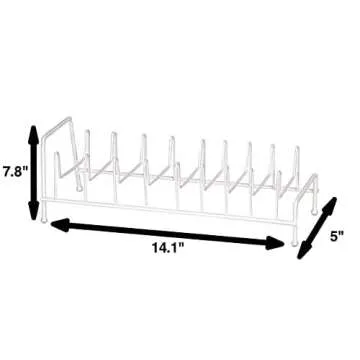 Rocky Mountain Goods Lid Rack for Pots and Pans - Kitchen Lid Rack Organizer - Holds up to 8 Lids - White Rustproof finish - Rubberized grip feet