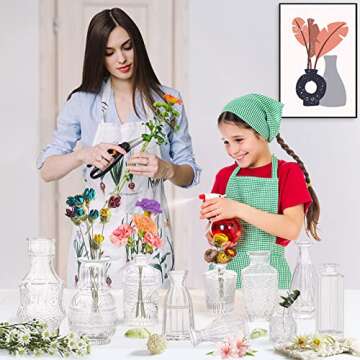 Bud Vases- Set of 10 Small Flower Glass Vases for Centerpieces, Cute Clear Crystal Bud Glass in Bulk, Mini Vintage Design for Wedding Decorations Party Table Flower Decor