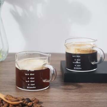 NCnnwovf 2 Pack Double Spouts Espresso Pitcher with Handle