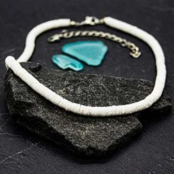 FROG SAC 18" White Puka Shell Necklace, Beaded Seashell Necklaces for Women and Men with Small Round Clam Chip Beads, Hawaiian Summer Beach Surfer Pooka VSCO Jewelry Chokers