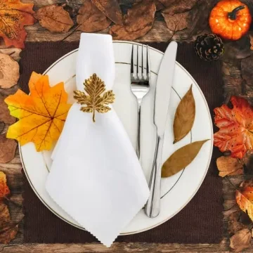Elegant Fall Leaf Napkin Rings Set of 12 for Holidays