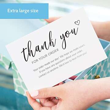 T MARIE 50 Extra Large 4x6 Thank You Cards Small Business Supplies for Boutique Shops - Thanks For Y...