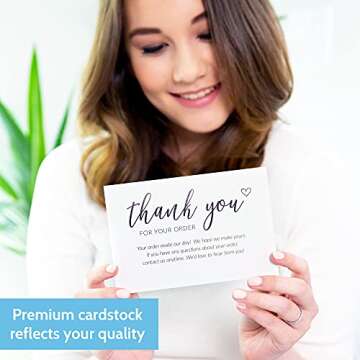 T MARIE 50 Extra Large 4x6 Thank You Cards Small Business Supplies for Boutique Shops - Thanks For Your Order and Thank You For Supporting My Small Business