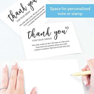T MARIE 50 Extra Large 4x6 Thank You Cards Small Business Supplies for Boutique Shops - Thanks For Your Order and Thank You For Supporting My Small Business