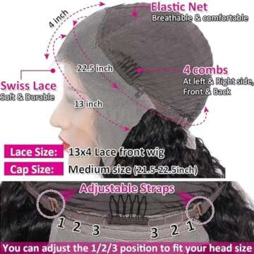 Nikiss Curly Human Hair Wig Lace Frontal Wigs 200 Density Curly Human Hair Wig Pre Plucked Glueless Transparent 13x4 Lace Front Wigs Human Hair with Baby Hair 10 Inch …