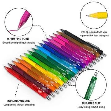 Gel Pens Set, 16 Colored Retractable Gel Ink Medium Point Colorful Pens with Comfort Grip, Smooth Writing for Journal Notebook Planner in School Office Home by Smart Color Art