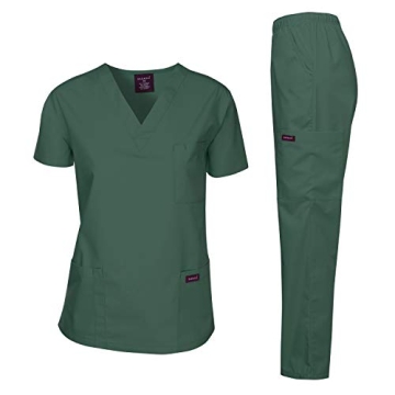 Dagacci Unisex Medical Scrub Set in Hunter Green, XS - Comfortable and Durable