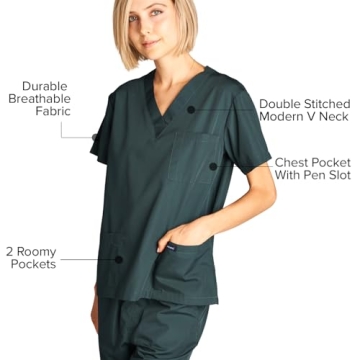 Unisex Dagacci Medical Scrub Set, Hunter Green, XS