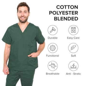 Unisex Dagacci Medical Scrub Set, Hunter Green, XS