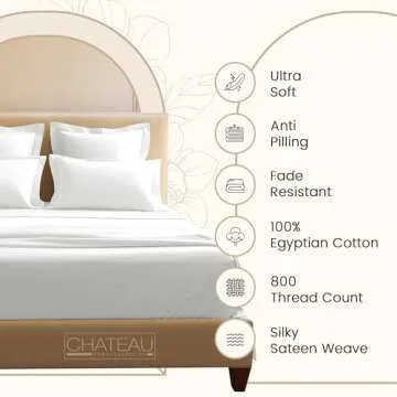 Egyptian Cotton Sheets for Queen Size Bed, Certified 800 Thread Count Queen sheet set, Luxury Sateen Weave Cotton Queen Bed Sheets queen sheets deep pocket, Egyptian Cotton Sheets Queen Size - White