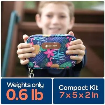 KeepGoing Travel First Aid Kit for Kids – 130 Pc. Small First Aid Kit for Car, Home, Purse, Diaper Bag & Backpack with Latex-Free Bandages - Mini First Aid Kit Travel Size TSA-Approved