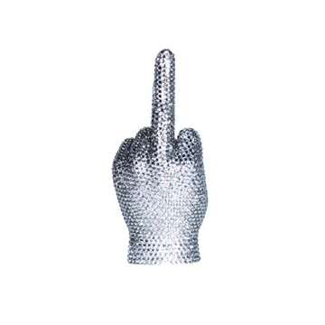 Interior Illusions Plus Rhinestone Middle Finger Tabletop Decoration, Graphite
