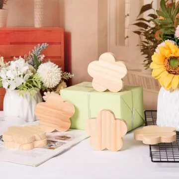 AWIZOM 12 Pcs Spring Flower Wooden Cutouts Unfinished Flower Shaped Table Signs Wooden Flowers Blocks to Paint Blank Wooden Table Centerpieces for DIY Crafts Spring Home Shelf Tiered Tray Decor,3.82"