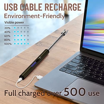 Boncas Flexible Arc Lighter USB Candle Lighter Plasma Lighter Rechargeable Windproof Lighter Long for Household Camping Cooking BBQ Olive Gray (Candle Not Include)