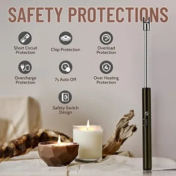Boncas Flexible Arc Lighter USB Candle Lighter Plasma Lighter Rechargeable Windproof Lighter Long for Household Camping Cooking BBQ Olive Gray (Candle Not Include)
