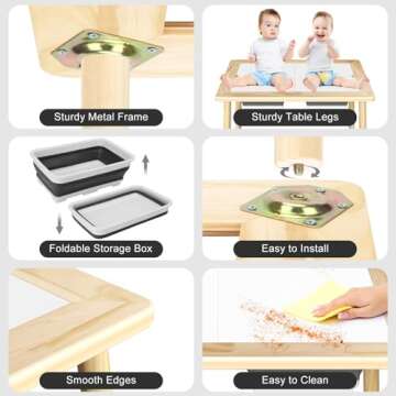 Sensory Table for Toddlers 1-3 - Multifunction Toddler Activity Table with Lid & 2 Storage Bin,Sturdy Play Sand Table,Kids Water Table for Indoor and Outdoor,Christmas Thanksgiving Gifts