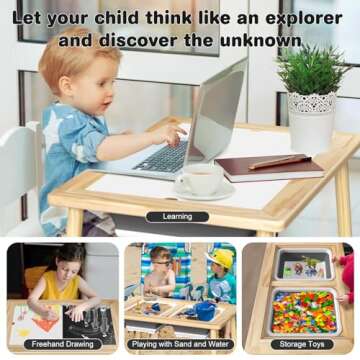 Sensory Table for Toddlers 1-3 - Multifunction Toddler Activity Table with Lid & 2 Storage Bin,Sturdy Play Sand Table,Kids Water Table for Indoor and Outdoor,Christmas Thanksgiving Gifts