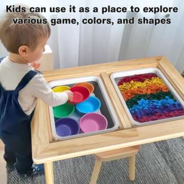 Sensory Table for Toddlers 1-3 - Multifunction Toddler Activity Table with Lid & 2 Storage Bin,Sturdy Play Sand Table,Kids Water Table for Indoor and Outdoor,Christmas Thanksgiving Gifts