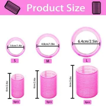 TINGIC Hair Roller Set - Jumbo Self-Grip Rollers With Clips for Long, Medium, and Short Hair (18 pcs)