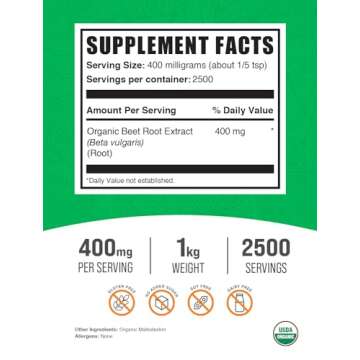 BulkSupplements.com Organic Beet Root Extract Powder - Superfood Supplement, Beets Supplements, Beet...