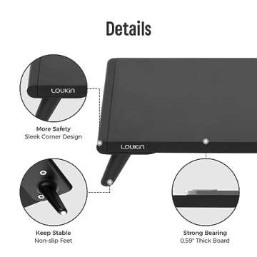 loukin Dual Monitor Stand Riser for Desk, 43.6"*8.2"*3.2" Large Computer Stand for 2 Monitors, Laptop, Printer, Length and Angle Adjustable Computer Shelf, Home Office,Max 43.6" Length(Black)