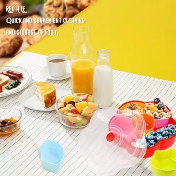 Hslife Divided Snack Serving Tray with Lid, Reusable Veggie Tray Snackle Box Container, Colored Flower Shaped Fruit Trays Large, Candy and Nut Snack Tray Appetizer Platter for Party, Travel