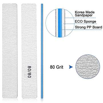 Nail File for Acrylic Nails 12pcs, 80/80 Grit Files Emery Boards, Jumbo Washable Thick Professional ...