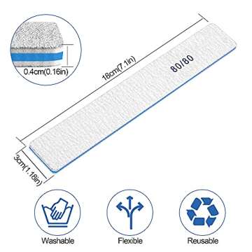 80 Grit Nail File Set - 12 Professional Emery Boards