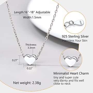 Womens Dainty Heart Necklace For Women s925 Sterling Silver Neckalce Tiny Cute Charm Pendant Chain Short Necklaces Love Jewelry