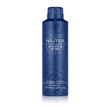 Nautica Voyage N-83 Deo Body Spray 6 fl oz (Pack of 1), Notes of Spicy Mint, Cardamom, and Musk, Men...