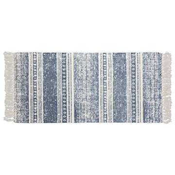ABREEZE Cotton Rug Runner 2'x4.3', Boho Rug for Bedroom, Hand Woven Cotton Fringe Tassel Area Rug fo...