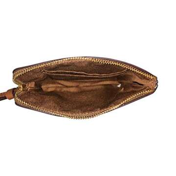 COACH SIGNATURE PVC LEATHER CORNER ZIP WRISTLET, Medium, Khaki/Saddle